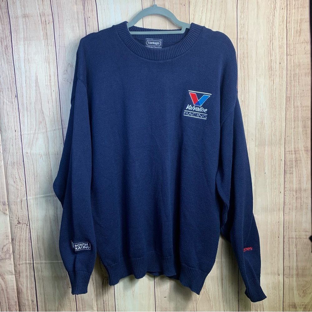 Vintage Valvoline Racing Men's Navy Sweater